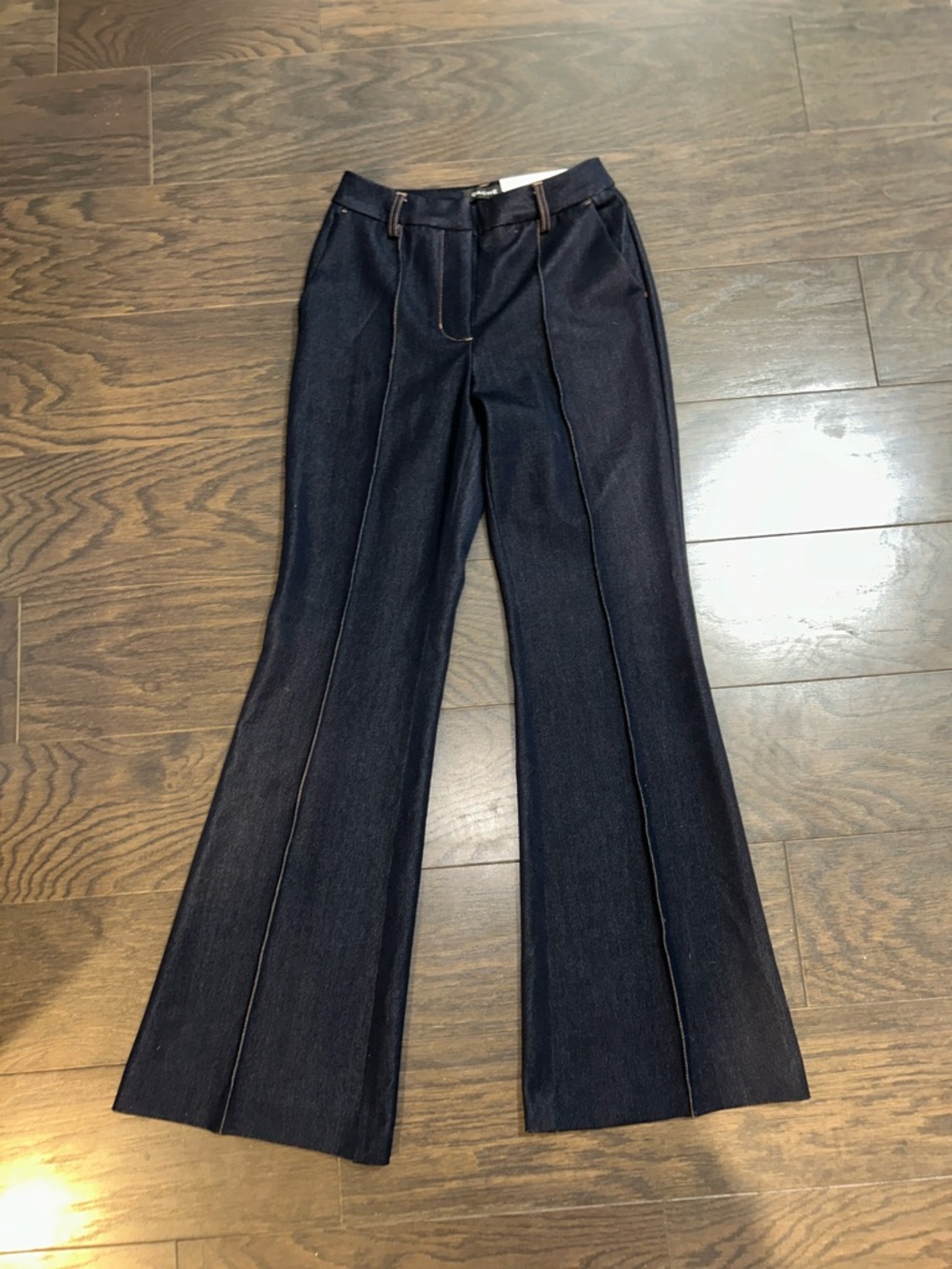 Cache Dark Indigo Flared Wide-Leg Pants